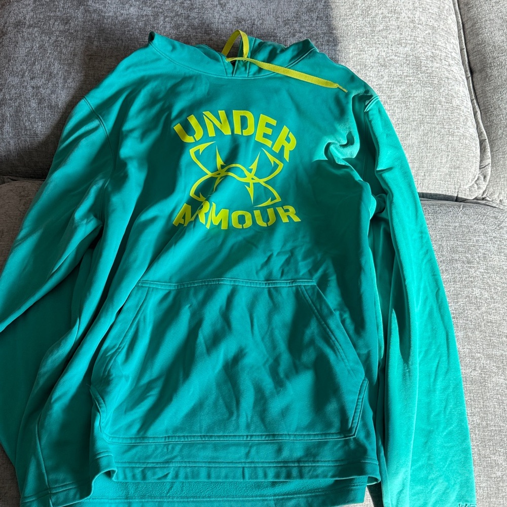 Under Armour Teal Hoodie with Neon Yellow Accents